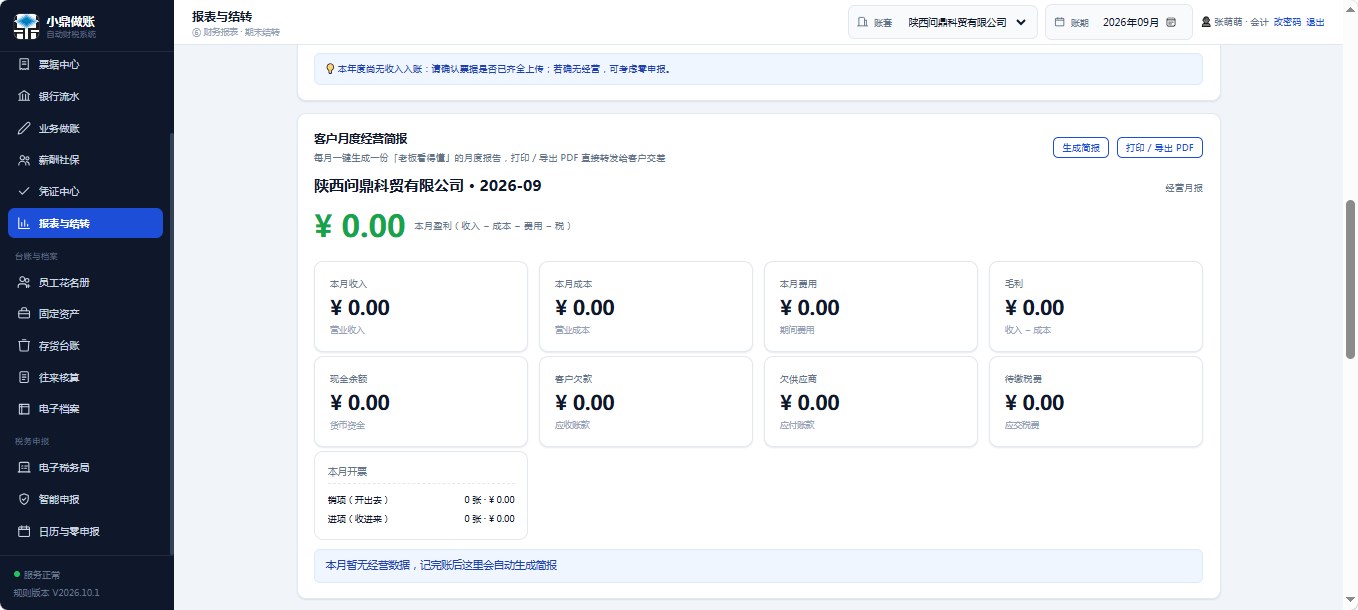 报表 · 月度经营简报